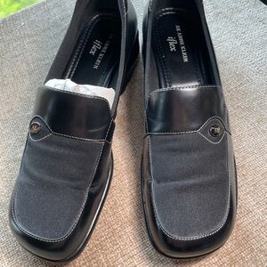 Anne Klein Black Loafers with Decorative Strap